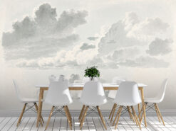 Watercolor Clouds Wallpaper, Peel and Stick Minimal Hand Drawn Sky Wall Mural, Self Adhesive Removable Wallpaper - Chauvet Wallpaper and Décor